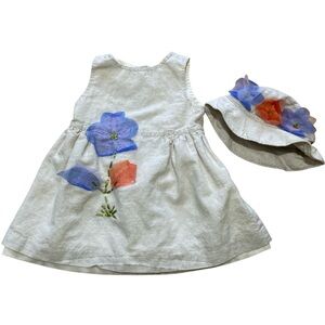NWOT Baby Gap Floral Sleeveless Dress with Matching Bucket Hat